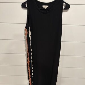 Black Sleeveless Dress with Rickrack Detail